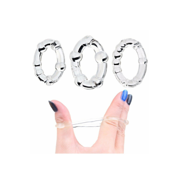 Pack 3 cockring transparents avec billes 